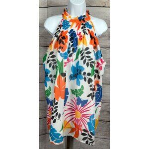 Cato Floral Ruffle High Neck Sleeveless Sheer Blouse XL Polyester NWOT